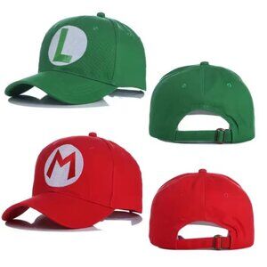 Mario Luigi Baseball Cap Set Red Green Adjustable Hats